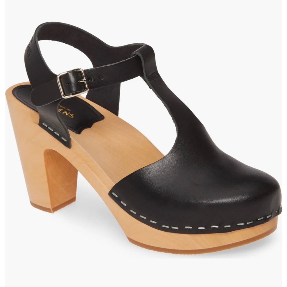 Hasbeens T-Strap Sky High, Black Natural